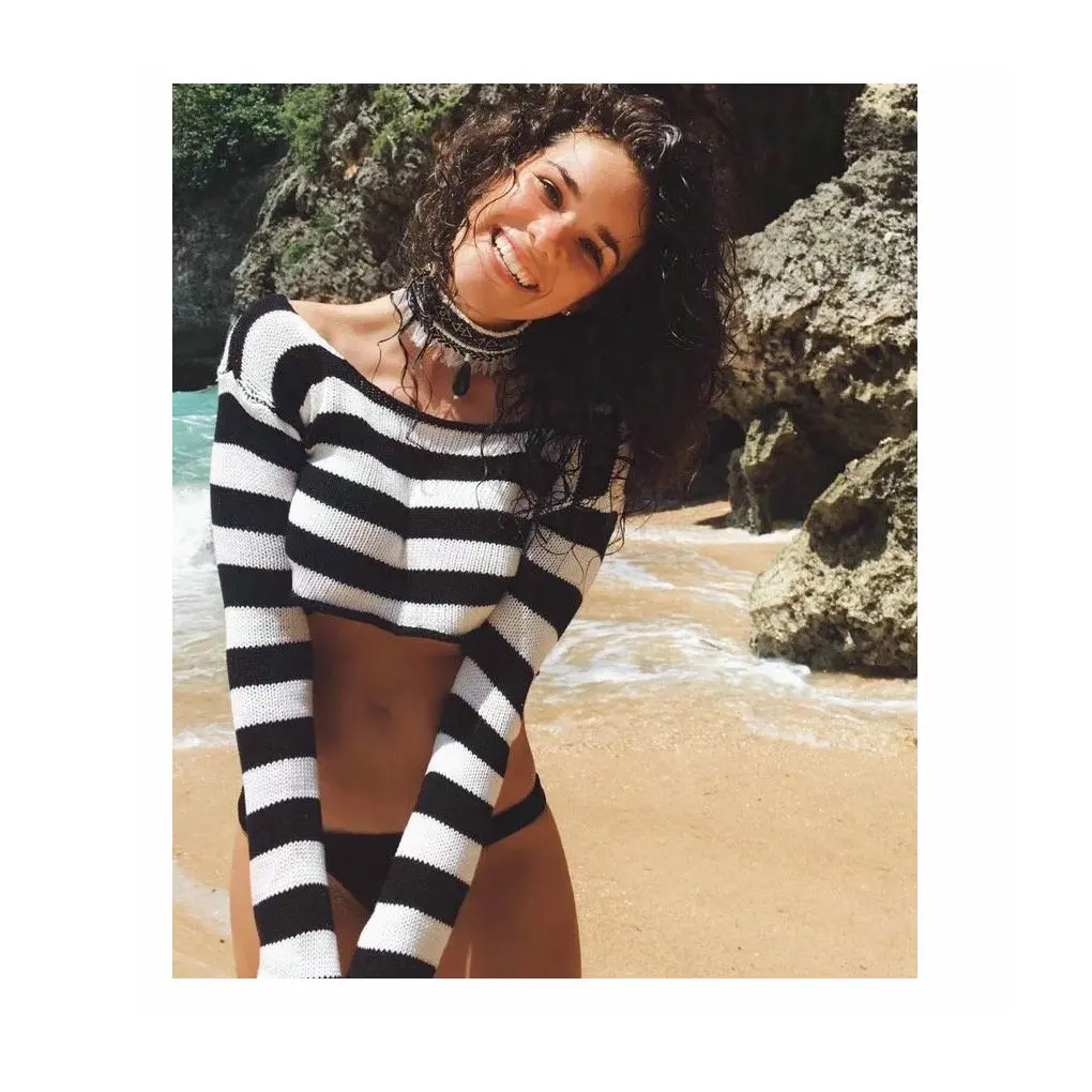 
Fashion Beach Style Custom Logo Ladies Two Piece Set Shirt Cloth Women Sweater 