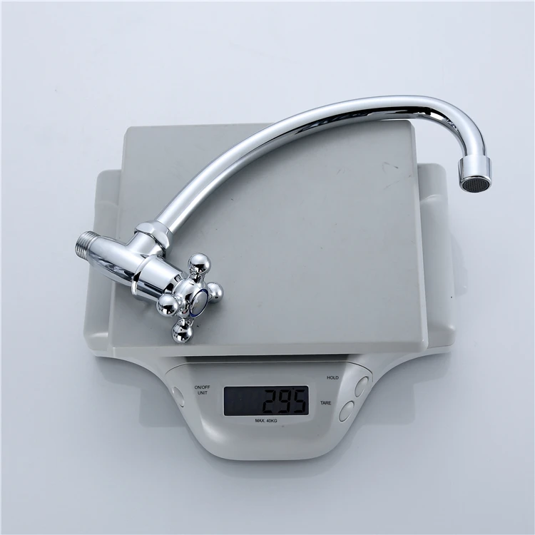 Horizontal single-cooled bin faucet zinc alloy body plastic hand wheel copper valve core stainless steel el pipe plated chrome