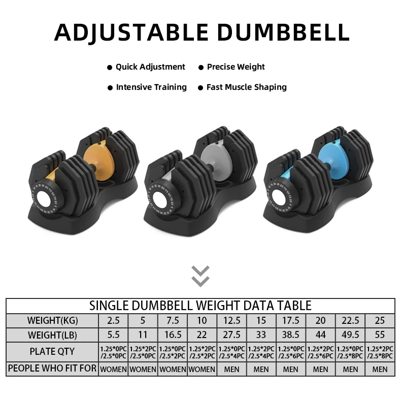 Body Building Colorful Custom Dumbbell Adjustable Fitness Equipment Gym Weights Set Adjustable Dumbbell Set