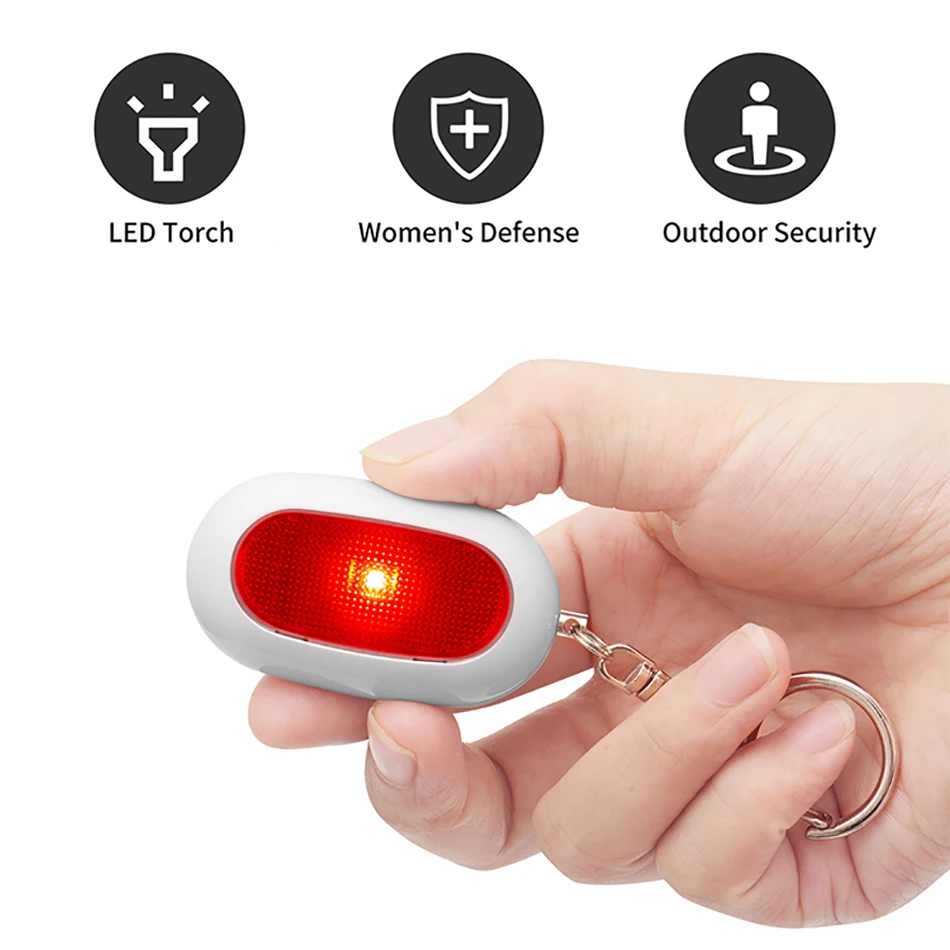 Factory Price Bright Light Loud Safety Buzzer Personal Security Alarm Keychain With Led Flash Light