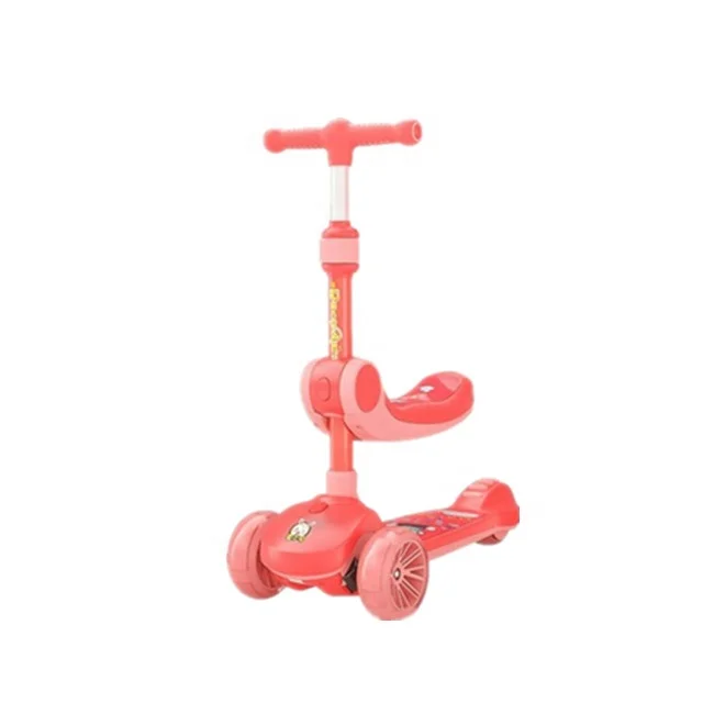 Высокое качество регулируемый 3-колёсный Детский самокат с сиденьем толкать скутеры