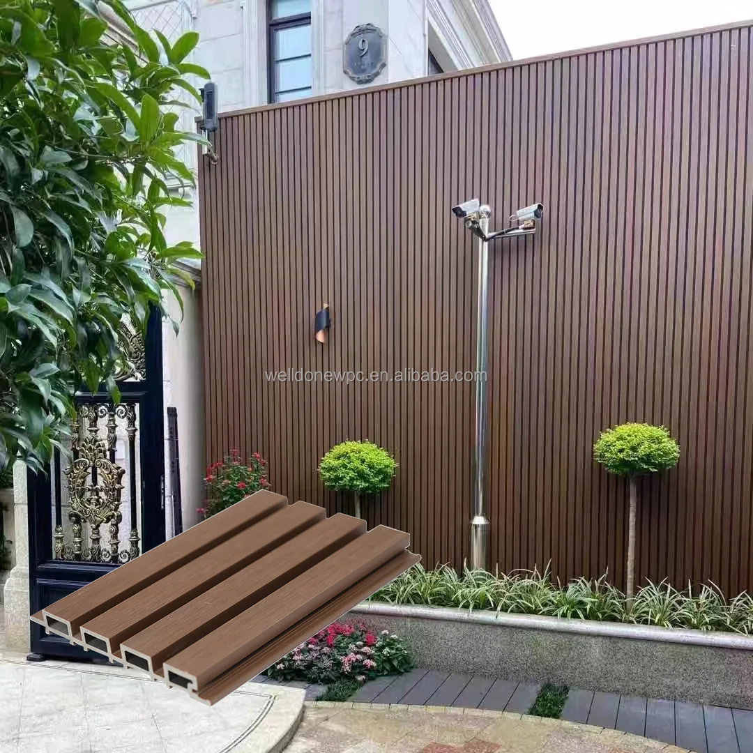 Factory Direct Exterior Hotel Decor Wood Plastic Composite Fluted WPC Wall Panel Indoor Facade Cement Panel Siding Cladding