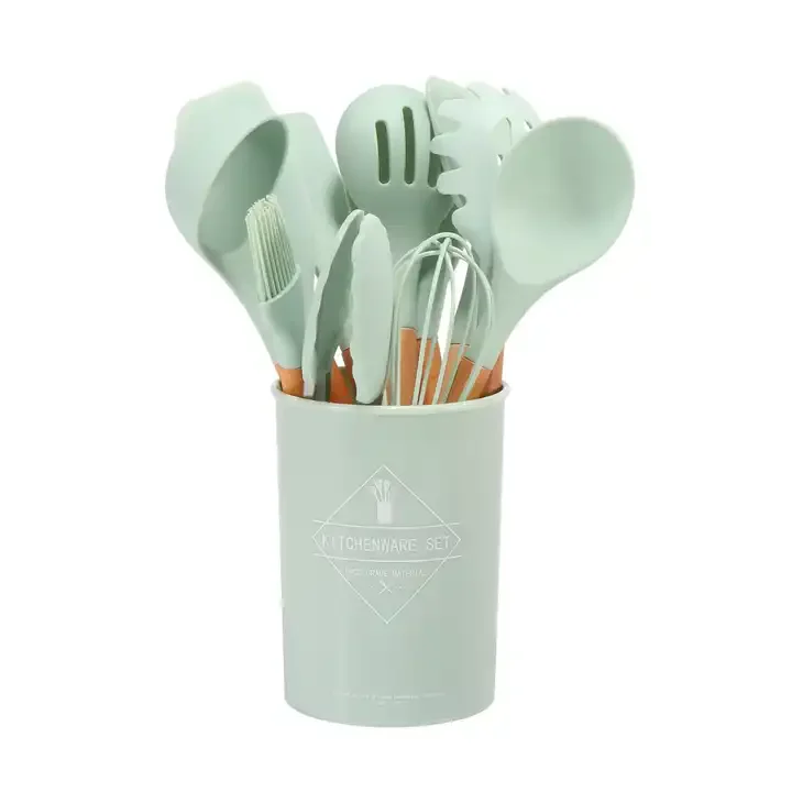 High Quality Private Label Kitchen Utensils Set Of 12 Pcs Silicone Kitchen Utensils With Holder