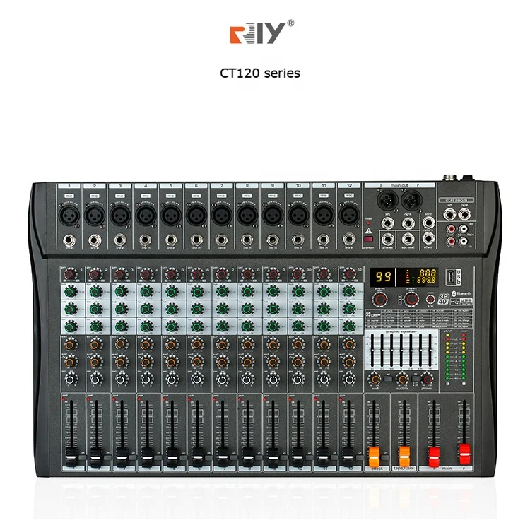 CT120  High Quality Professional 12 Channel USB Digital Audio Mixer Amplifier
