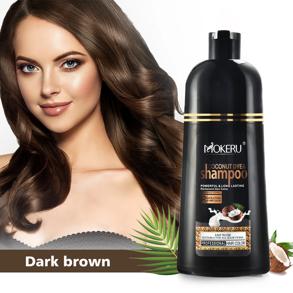 Guangzhou Hair Dye Manufacturer Rose Gold With Low Ammonia Mokeru Hair Color Shampoo Dark Brown Permanent Hair Dye Shampoo