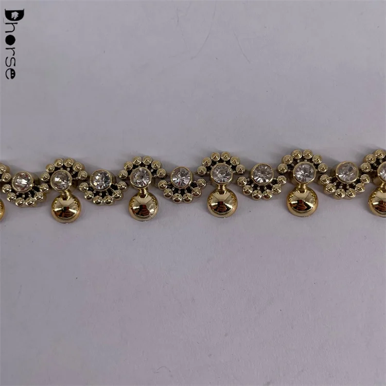 Wholesale crystal diamond applique Chain glass rhinestone trim Sew on clothing DIY Decorations