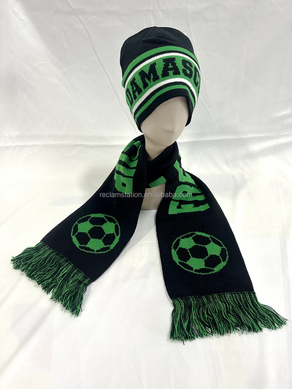 Вязаная треугольная клетчатая шапка с помпоном, классическая красная и зеленая клетчатая жаккардовая акриловая шарф