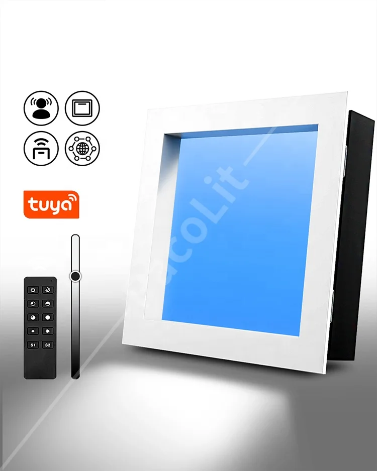 Современное Внутреннее освещение, синее небо, декоративный, виртуальный солнечный свет, квадратный 60*60 см, высокотехнологичный, плоский, устанавливаемый светодиодный светильник, световая панель