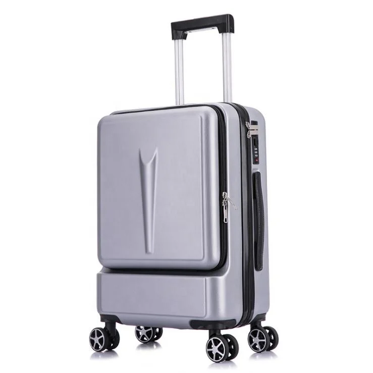 Front laptop compartment design suitcase cabin trolley luggage abs pc suit case