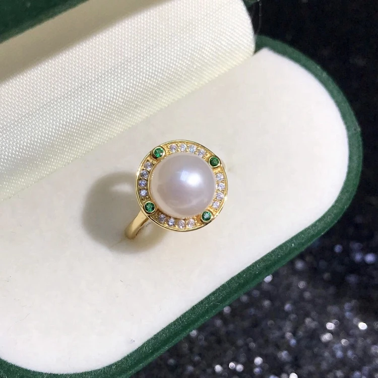 Immaculate design 925 sterling silver ring findings adjustable freshwater pearl ring jewellery for women engagement