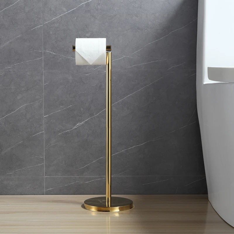 Custom Free Standing Modern Gold Tissue Roll Holder 304 Stainless Steel Toilet Paper holder Toilet Paper Holder Stand