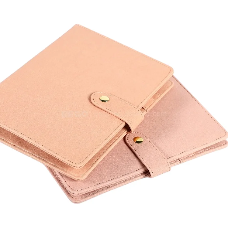 Luxury Leather Refillable Notebook Journals Budget Pink Hard Cover Printing Custom A5 6 Ring Binder With Buckle