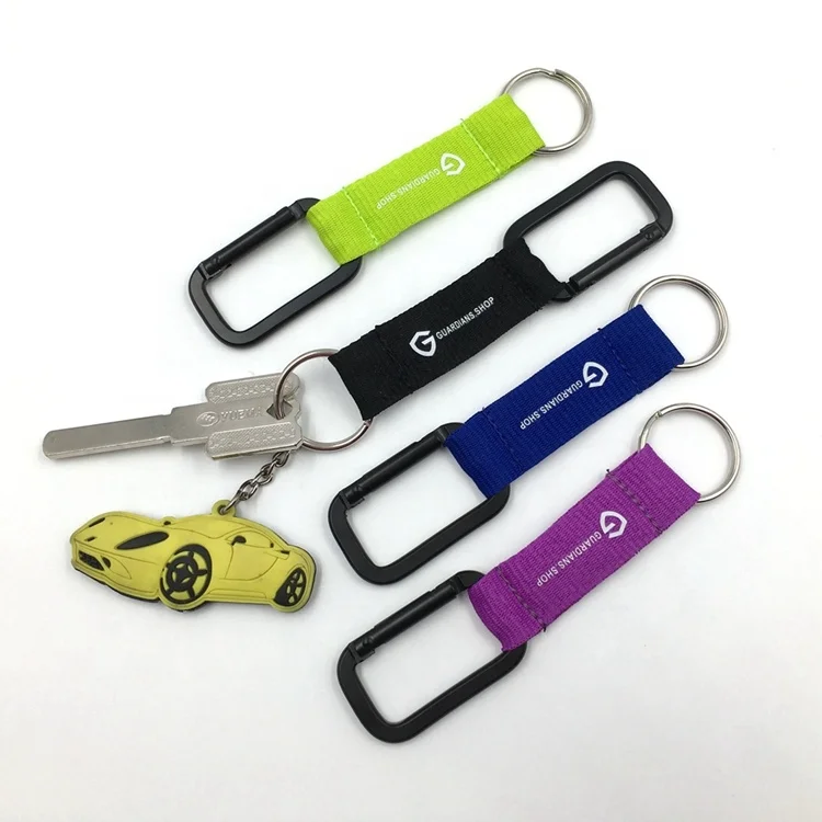 
Factory Price D Shape Metal Carabiner Keychains with Custom Logo Short Lanyard 