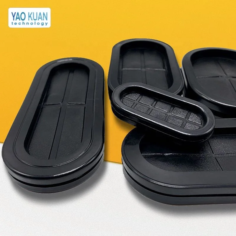 Black Oval Double Sided Grommet Sealing Rubber Plug O-Ring Wire Protection Coil Seals