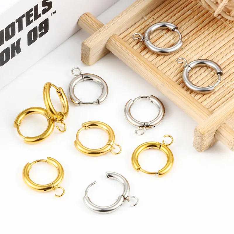 Surgical Stainless Steel Hoop Earring with Hook Hypoallergenic Round Shape Circle Earring Open Loop Long Hook Earwire Open Ring