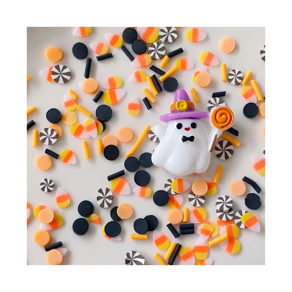 Wholesale Halloween kit candy corn clay for slime ghost resin charms slime DIY slime filling
