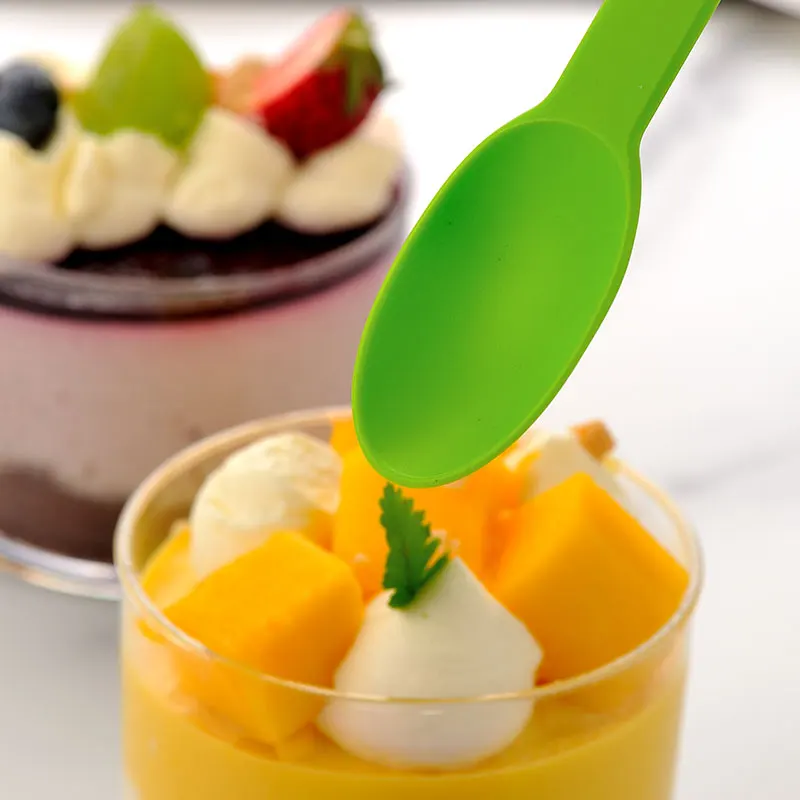 Oem сервис эко посуда красочная ложка для йогурта одноразовая мороженого пустыни