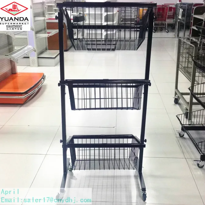Grocery store hanging wire mesh basket modern display shelf for sell