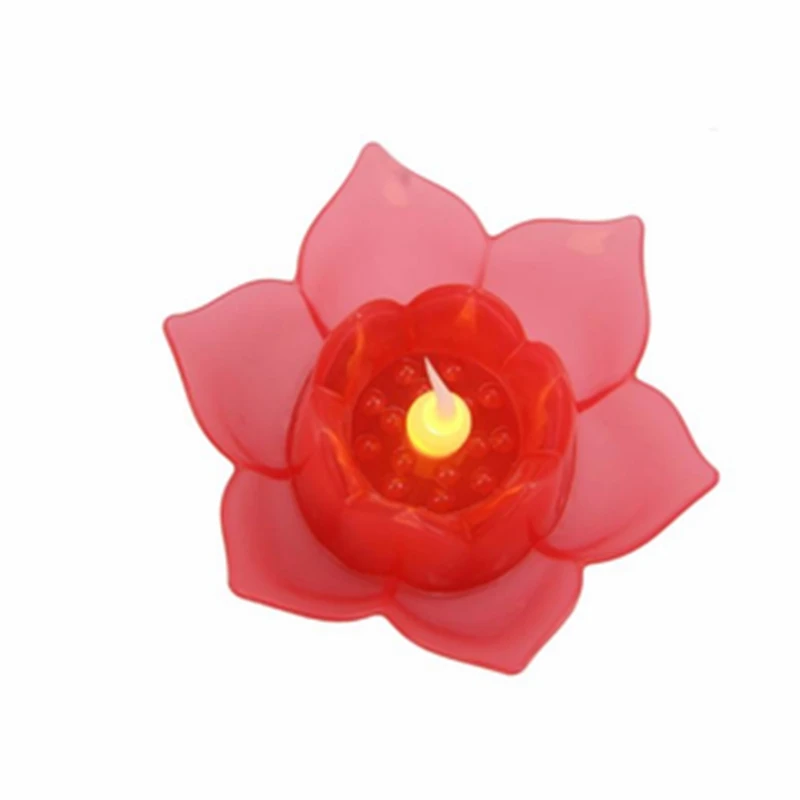 Yellow Light Flickering Battery Flameless Flower Shaped Led Lotus Candle With Moving Flame