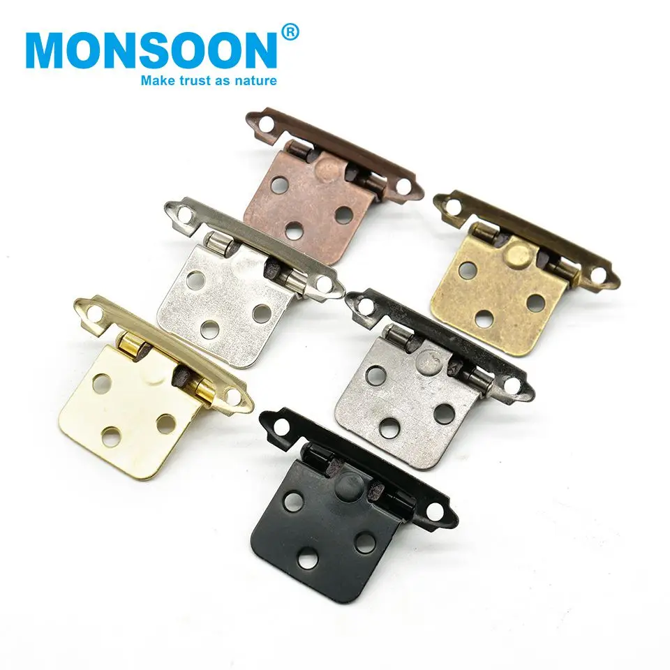 Furniture fitting short arm Chrome gate hinge overlay wrap hidden american type self closing cabinet door hinge for cabinet door