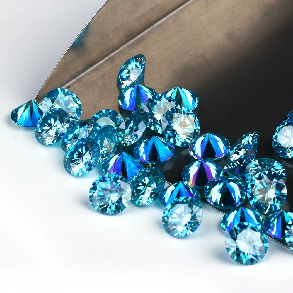 Blue Moissanite Diamond VVS1 Diamond Price per Carat Round Brilliant Cut Moissanite Ice Blue Gemstone
