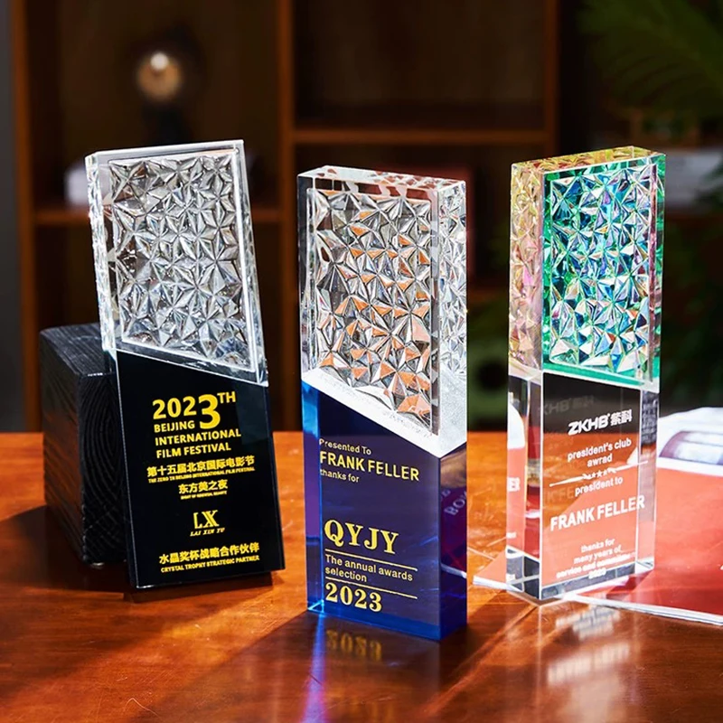 2024 New Design Dazzling Crystal Glass Trophy Company Event Champion Annual Awards Souvenirs Gift Custom