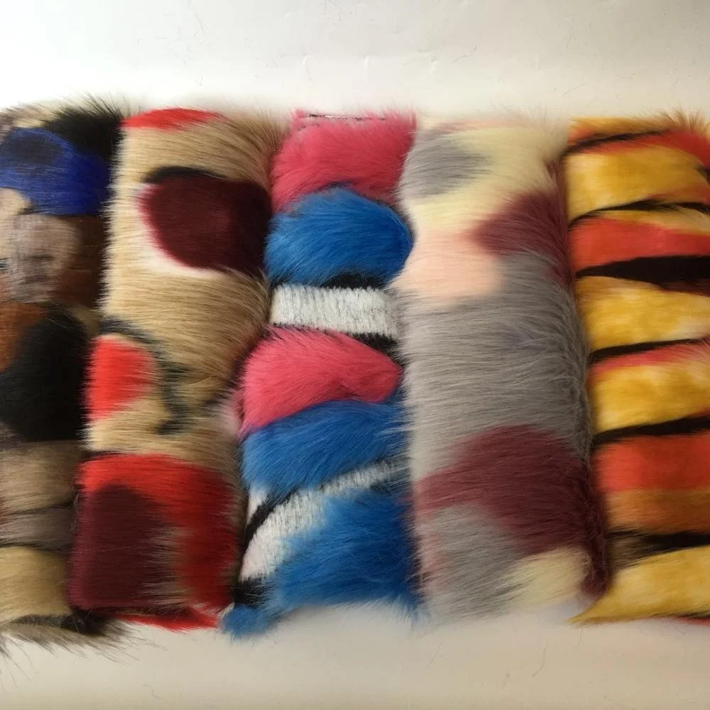 New Design multicolor jacquard long high pile Artificial faux fur fabric for toys home texiles garment