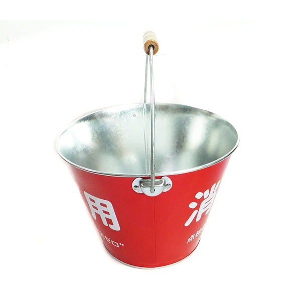 10QT Metal Fire Bucket Galvanized Fire Pail For Fire Fighting