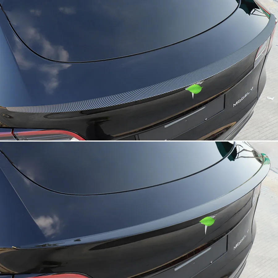 Carbon Fiber Pattern ABS Material Lip Spoiler Exterior Rear Spoiler Kit For Tesla Model 3 2016-2022