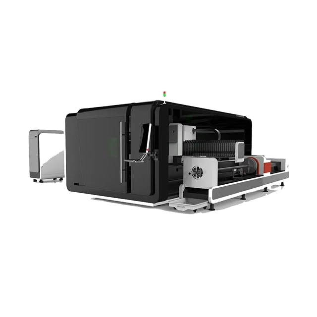 automatic feeder dual table 3000w IPG fiber laser cutting machine for metal sheet and rotary pipe tube with whole cover