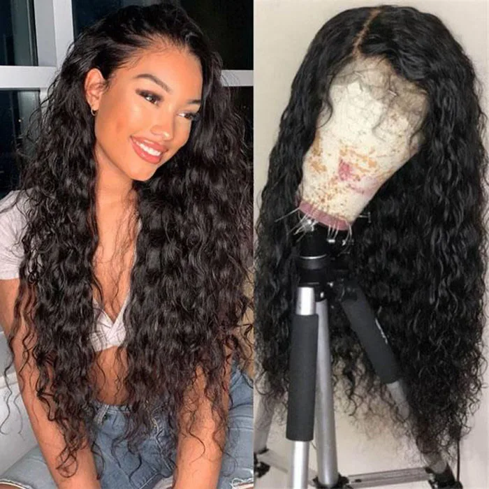 100% Remy Natural Human Hair Wig 150 Density 13X6 Lace Frontal Water Wave Wig