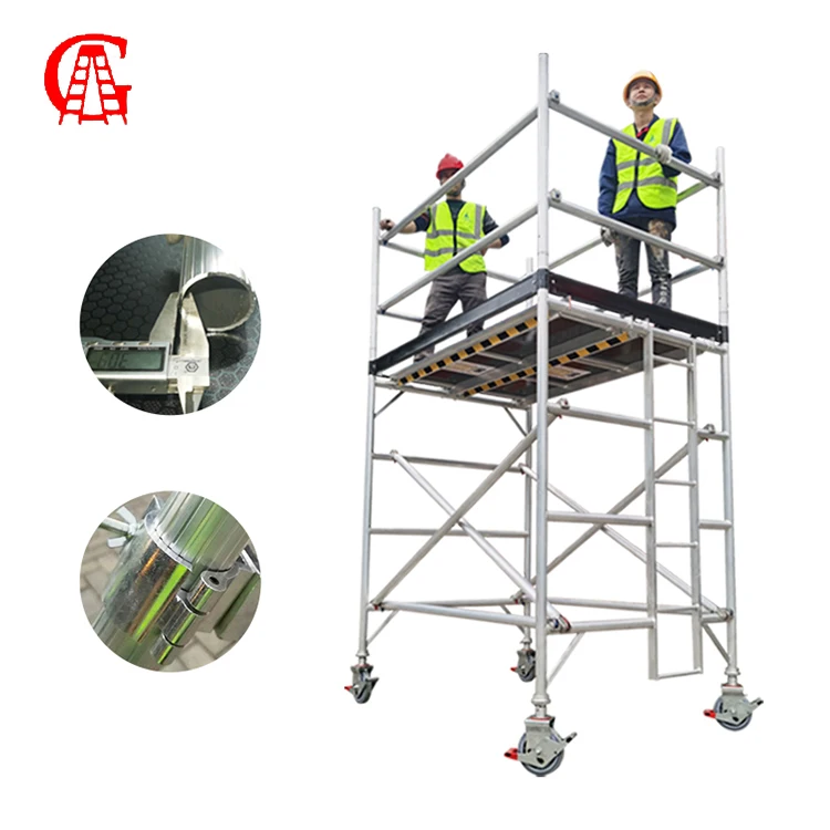 Construction Scaffolding Mobile Climbing Ladder Aluminum Foldable Scaffolding Tower With Wheel Galvanised Farmhouse