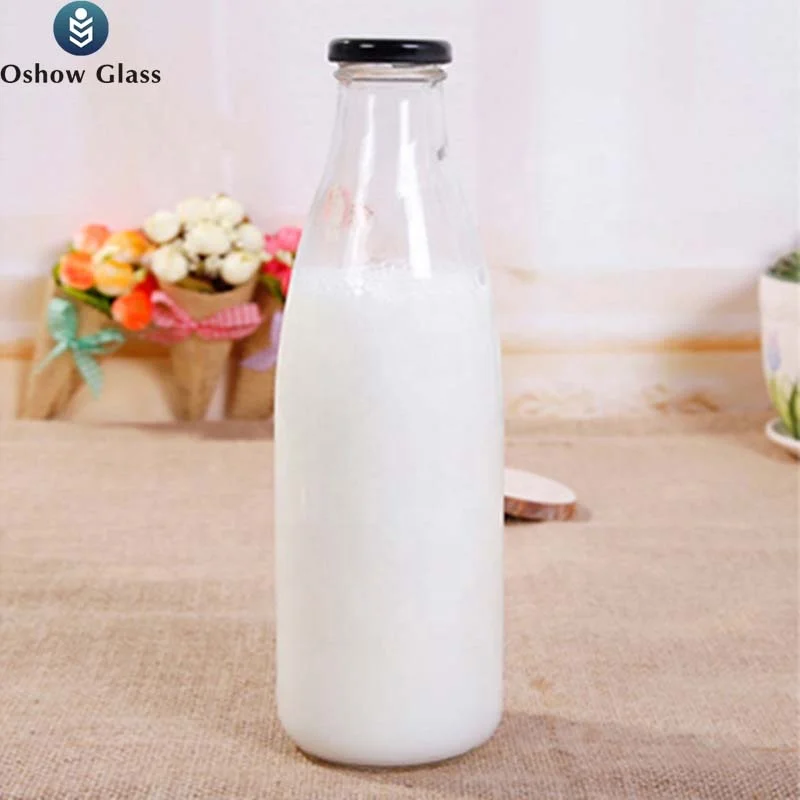 200ml 250ml 500ml 1000ml High-Quality Milk Bottle with Metal Lid Empty Milk Glass Bottle With PET Lid or Metal Lid