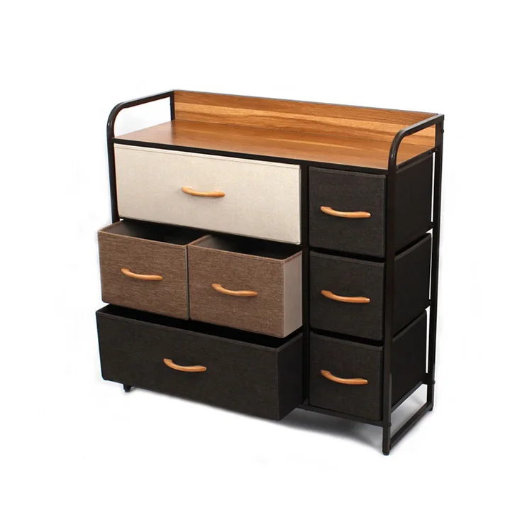 Customized 5L-612 Dresser Drawer Organizer 7 Drawers Fabric Chest Vertical Storage Dresser For Bedroom