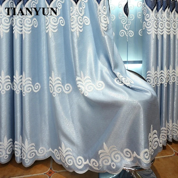 European and American Style Embroidery Warm and Cold Insulating Thermal Abstract Curtains and Bedsheets