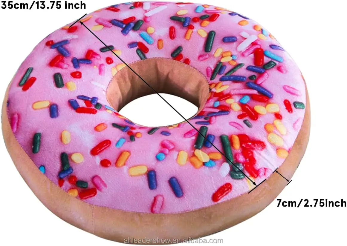 Manufacturer Wholesale Sweet Chocolate Print Food Creative Plush Donut Pillow Round Seat Cushion with Hole