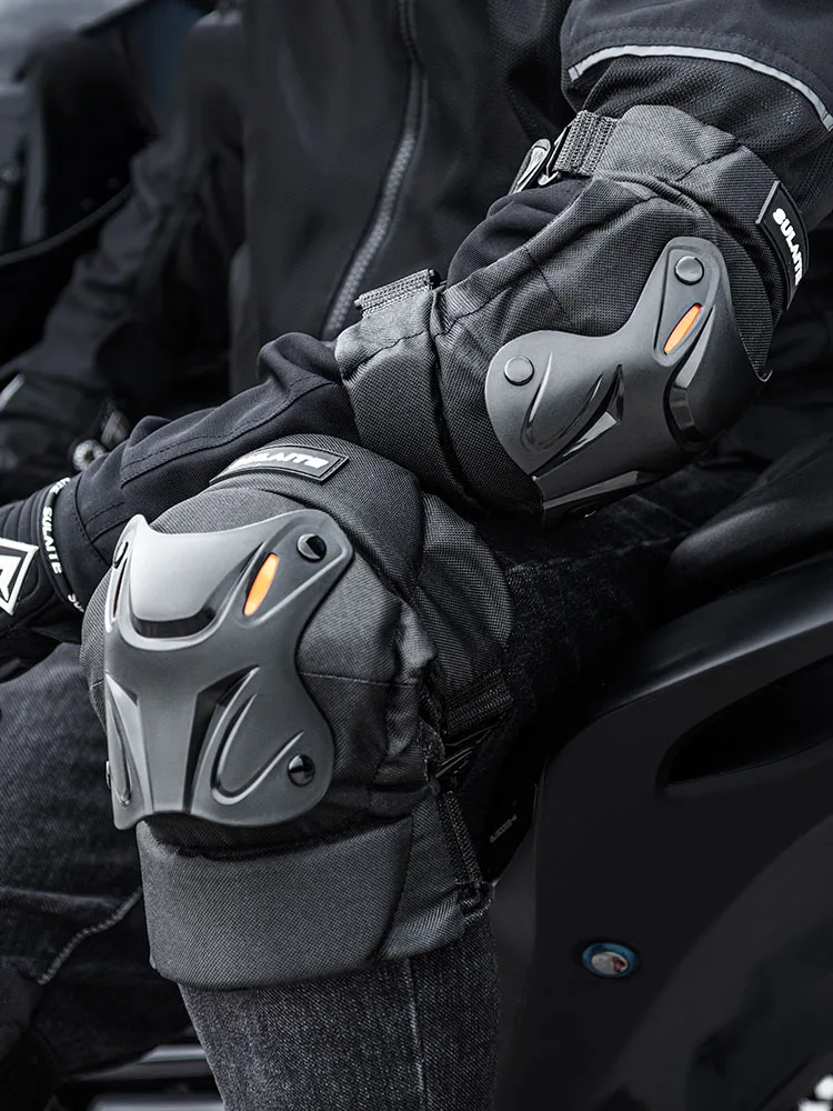 SULAITE Reflective 4pcs Motocross Kit Elbow & Knee Pads Knee Pads Motor Bike Motorcycle Knee Protector
