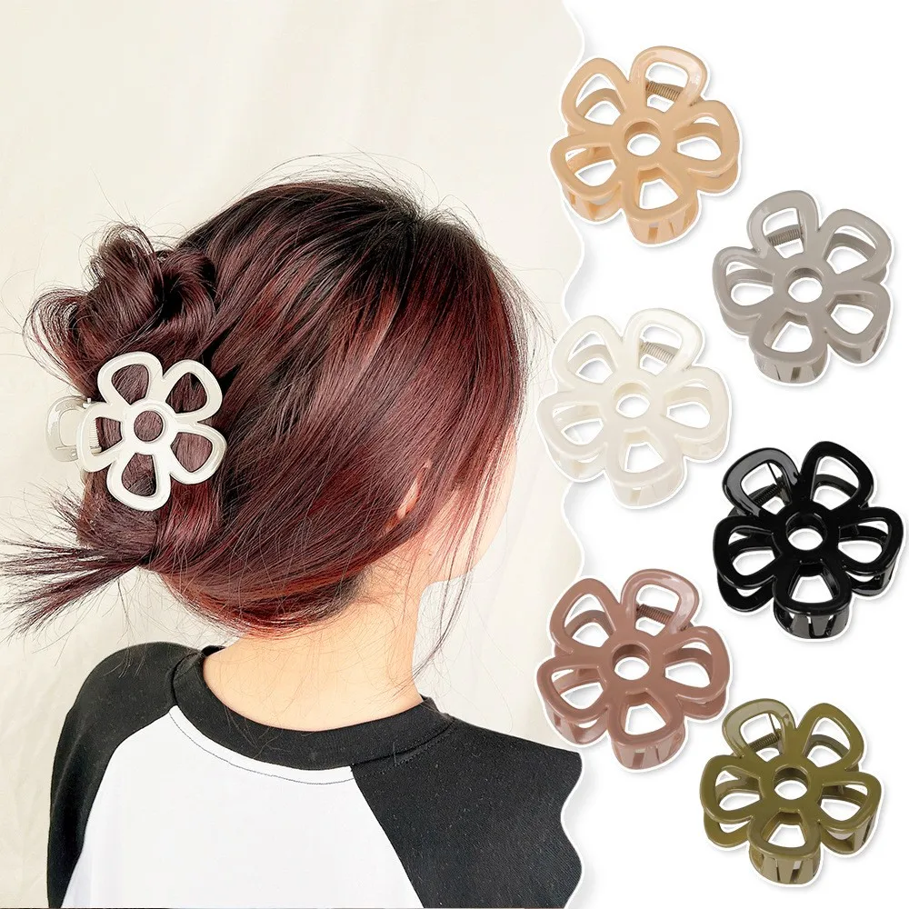 New Coming Fashion vintage hollow out flower plastic hair clip Hot women and girls hair Accessories Top colorful Solid Hair pin