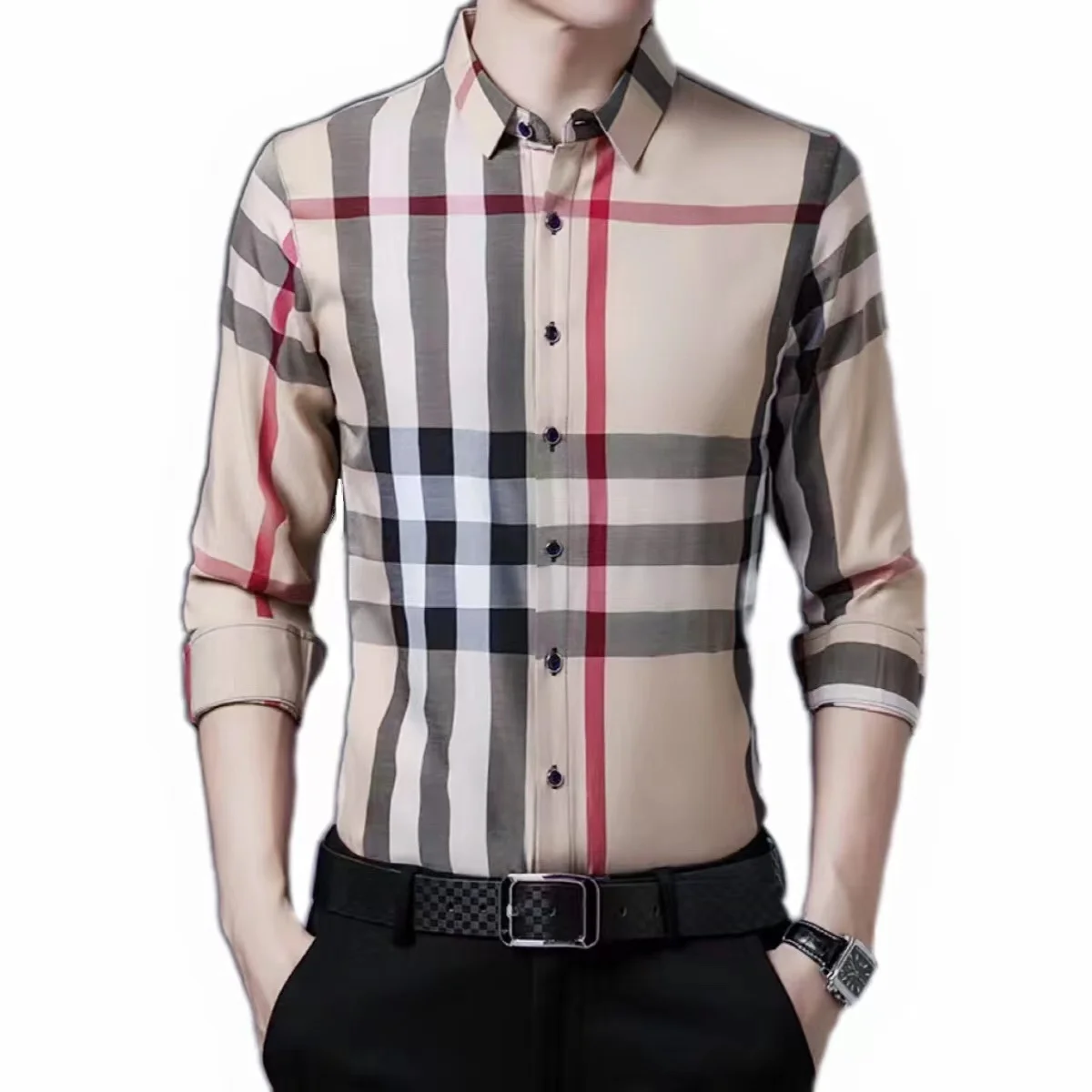 Мужские рубашки в клетку повседневная мужская модная рубашка индивидуальная легкая одежда с длинными рукавами