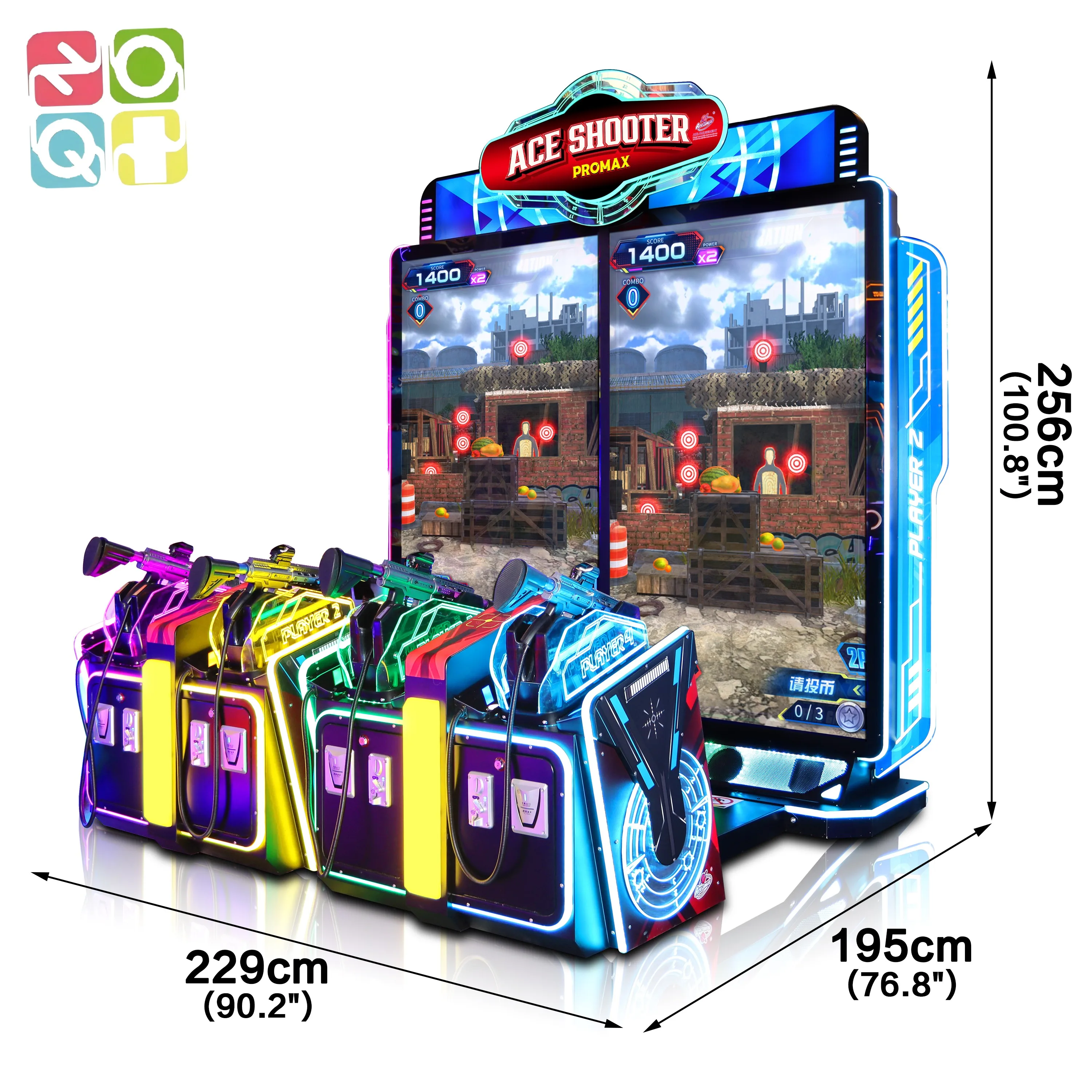 ACE SHOOTER PROMAX 3 Player Indoor Game Coin Operated Arcade Shot Gun Shooting Machine
