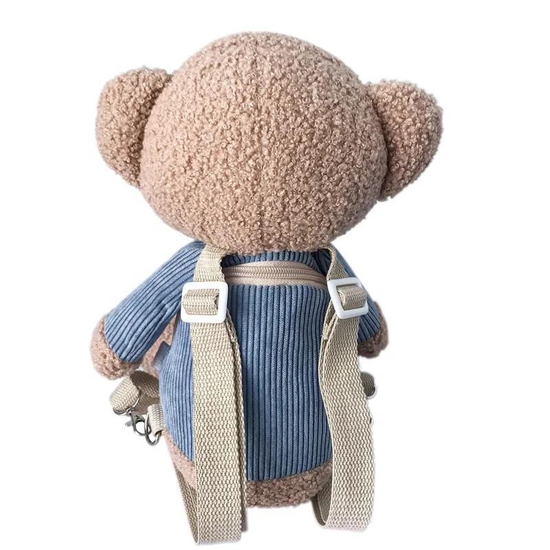 
Cute cartoon teddy bear stuffed plush toy animal carrying backpack bag 
