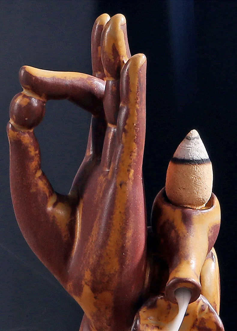 Buddha Hand Series Backflow Incense Burner Indoor Smoke Waterfall Incense Holder Creative Ceramic Incense Burner