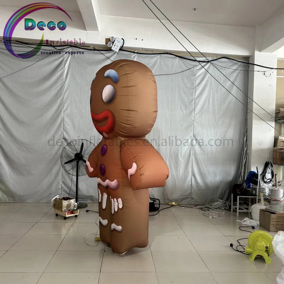 Custom Yellow Gingerbread Costume  Inflatable moving cartoon with LED Lights for Outdoor Parade & Stage Performances Advertising