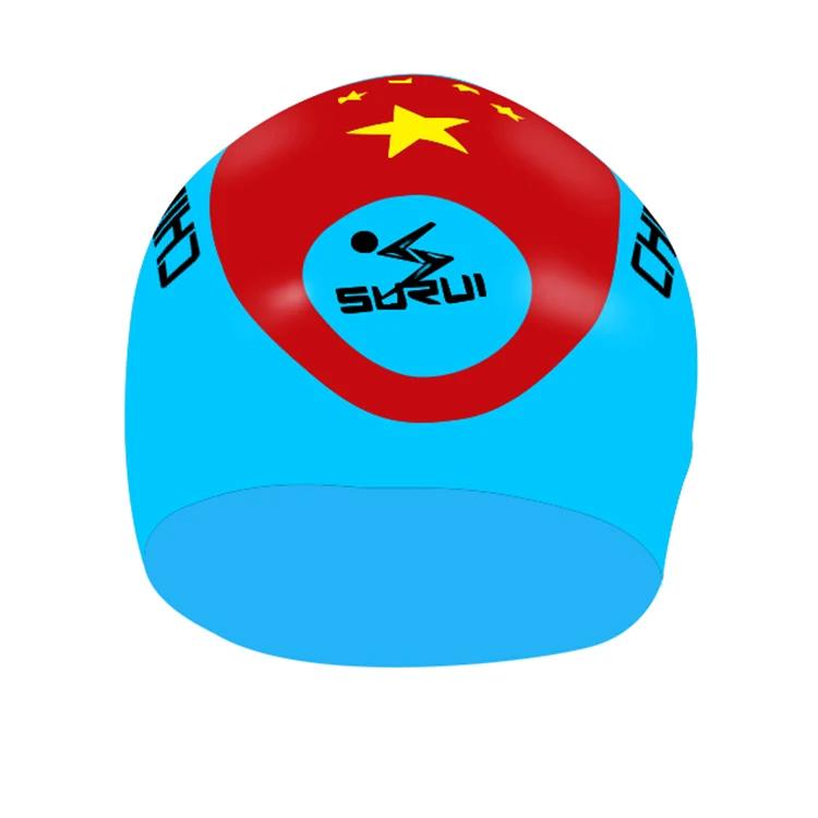 
Custom Cool Front Large Flag competition Silicone Seamless Swimming Cap 