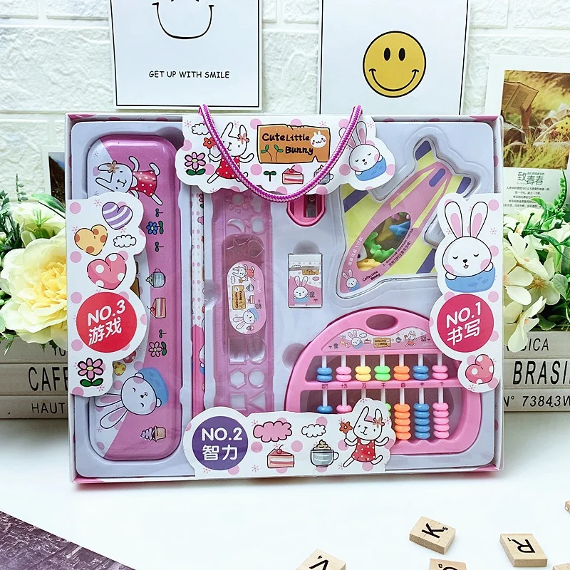 Hot Sale Popular Stationery For School Students Gift Sets Luxury Paper Box Cartoon Good Quality Stationery Sets