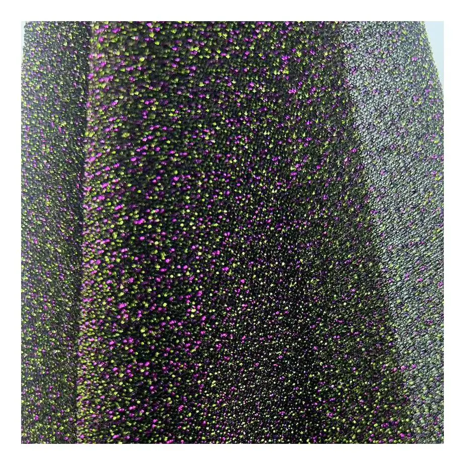 2024 metallic lurex plain dyed polyester knitted fabric wirh glitter for wedding guest dress