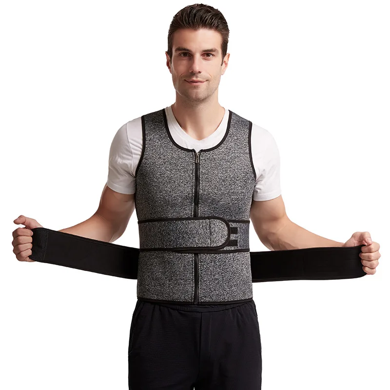 Men Body Shaper Neoprene Sauna Vest Waist Trainer Double Belt Sweat Shirt Corset Top Abdomen Slimming Shapewear Fat Burn Fitness