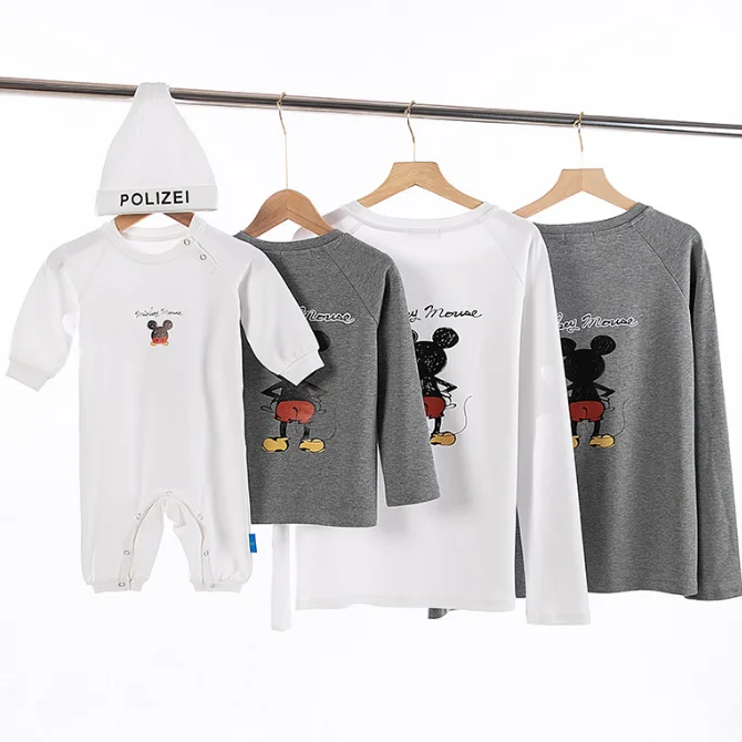 
KS3560 Cartoon embroidery cotton parents and baby shirt new spring cute family set clothes 