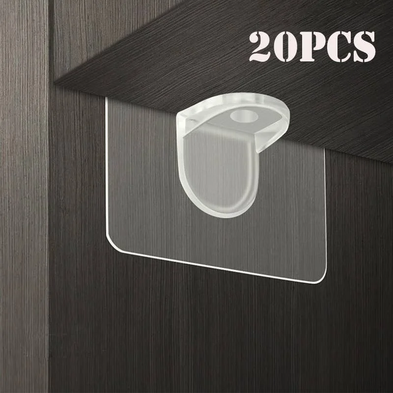 20Pcs Adhesive Shelf Support Pegs Drill Free Nail Instead Holders Closet Cabinet Shelf Support Clips Wall Hangers