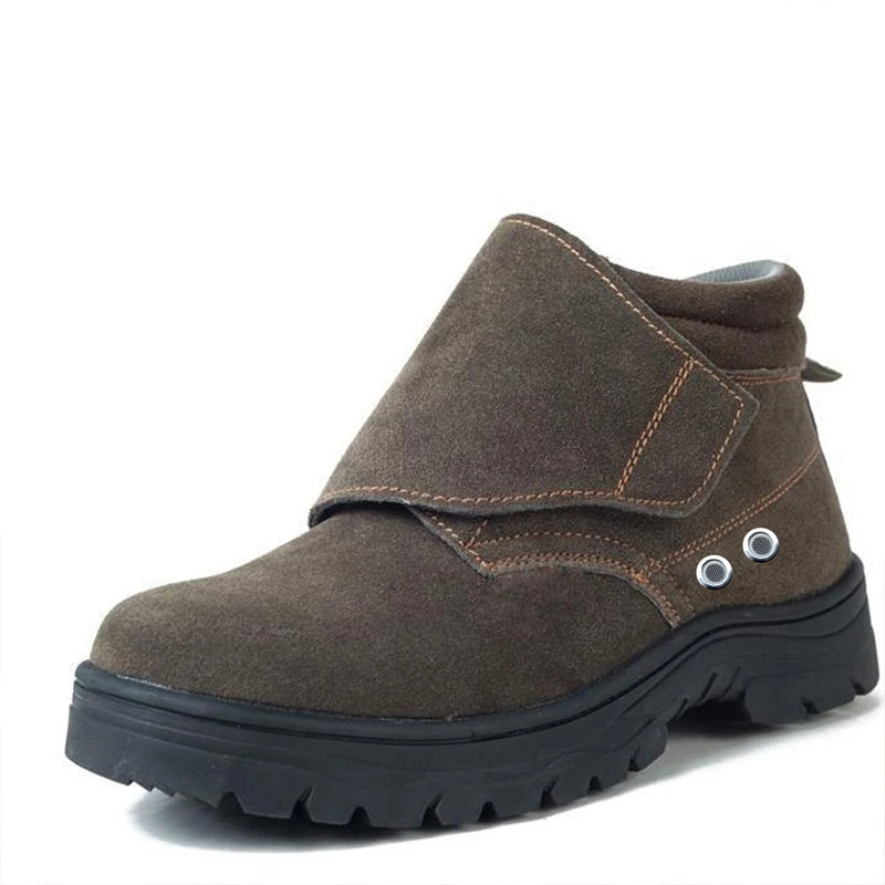 GOTAN Steel Toe Welder Safety Shoes Cow Suede Leather Welding Shoes Anti-smash Anti-puncture Work Shoes